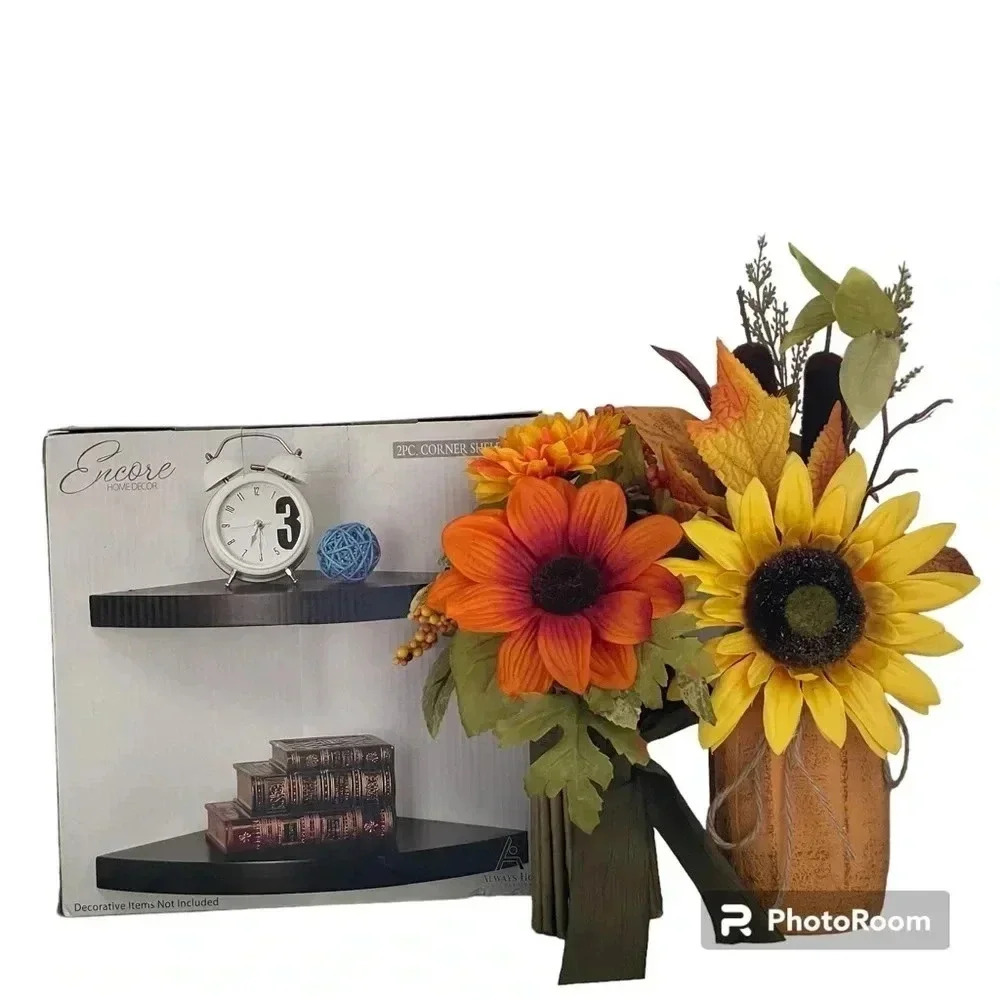 Encore‎ Home Decor 2pc Corner Shelf Set in Expresso Color